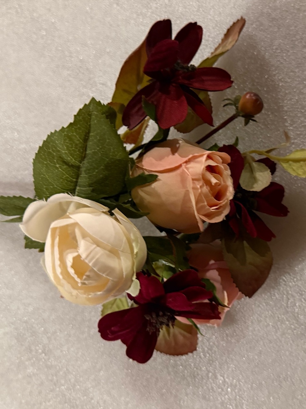 New Pottery Barn Romantic Rose Bud Bouquet, Blush, Ivory, Red